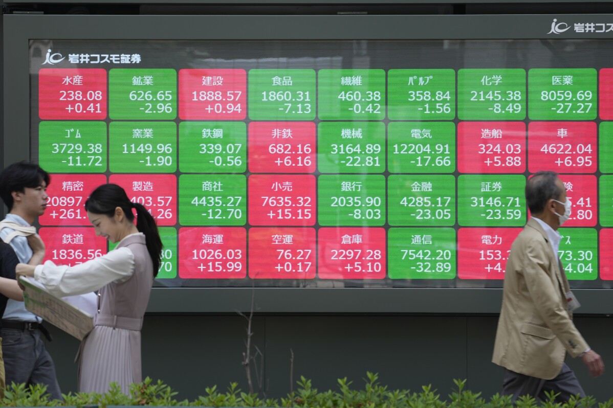 Asian shares mostly decline after Nasdaq ticks to a record high